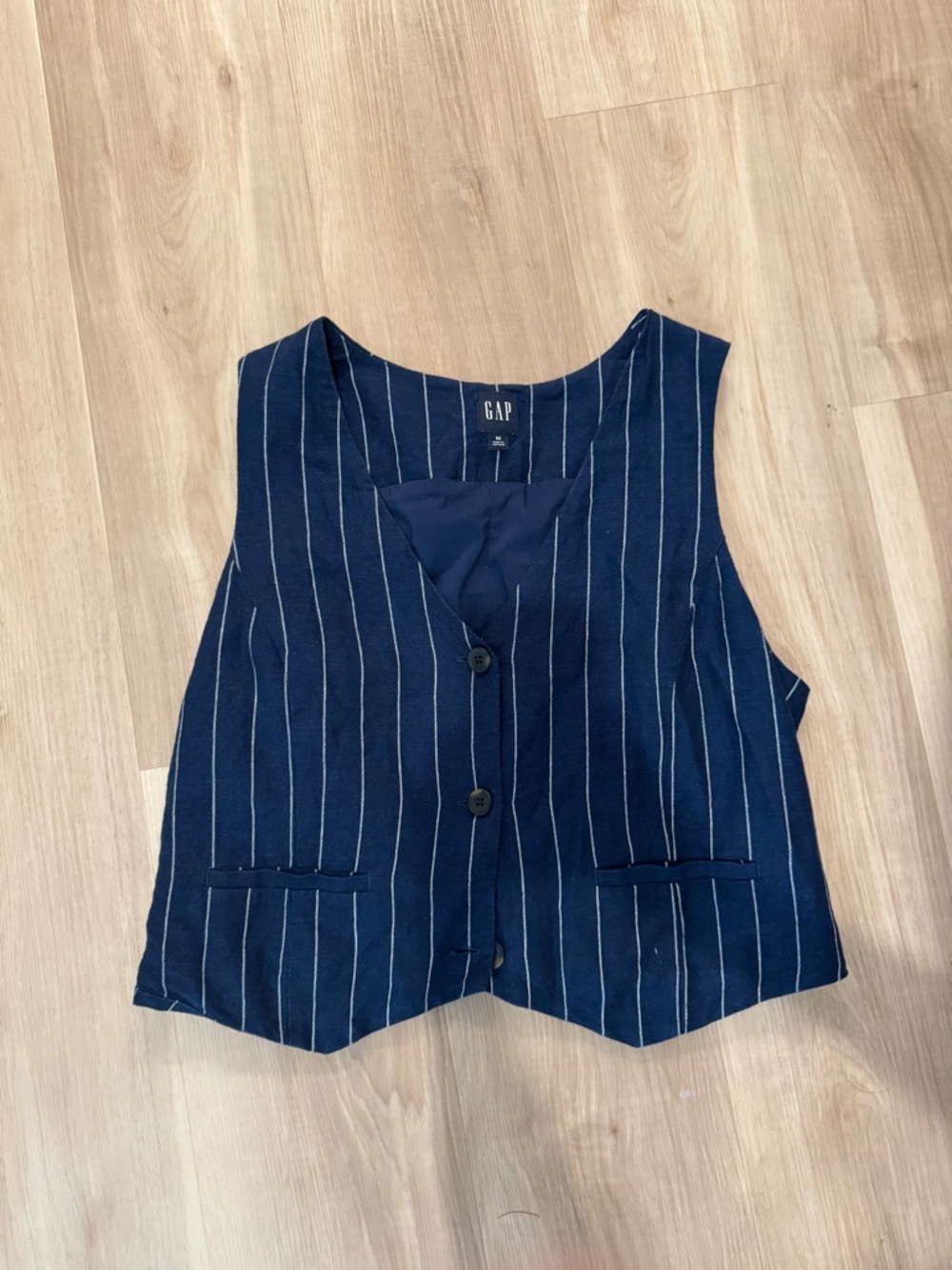 GAP Navy Pinstripe Button Front Vest